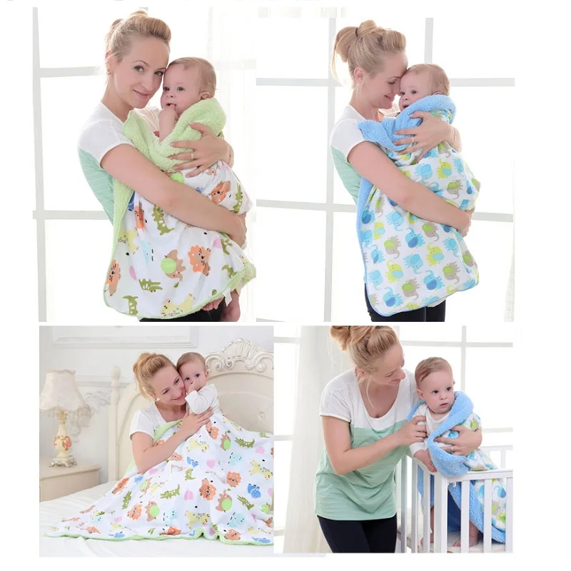 Baby Blankets Newborn Fluffy Fleece Swaddle Wrap Cartoon Infant Stroller Bedding Sleep Cover