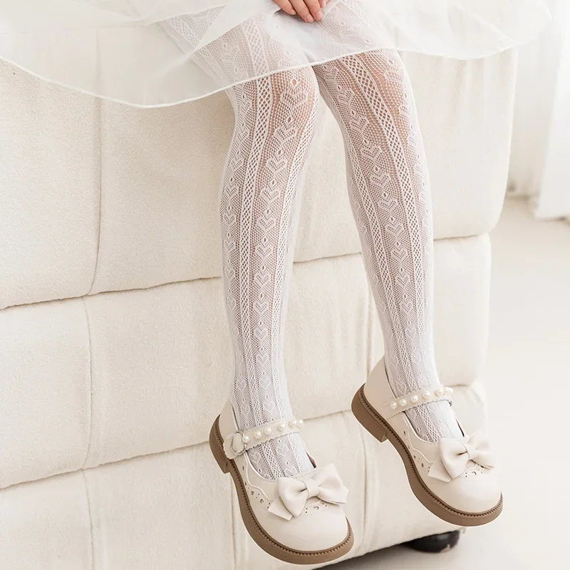 New Baby Pantyhose Children Children Summer Thin Leggings Mesh Stockings Little Princess White Tight Love Soft Hosiery in Spring