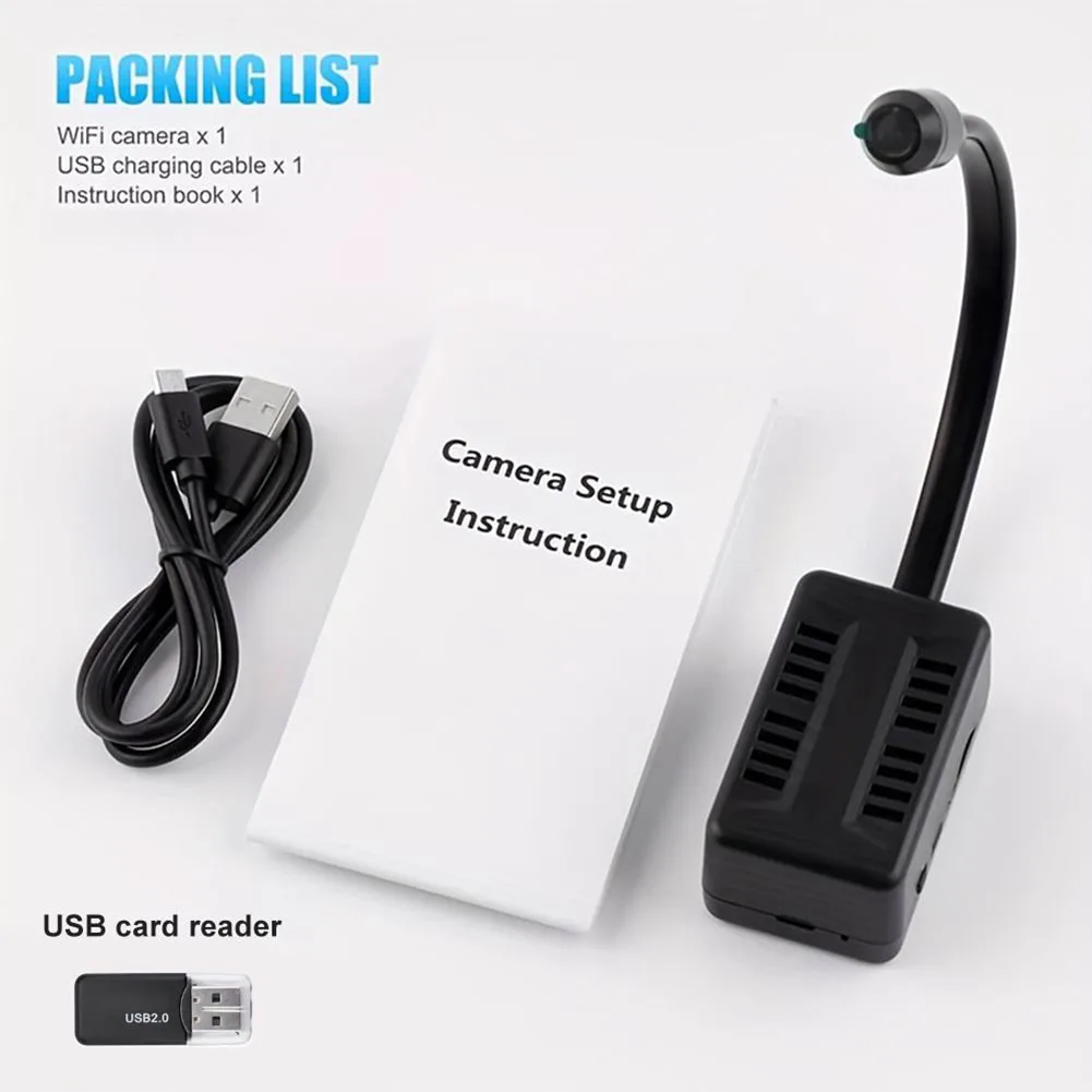 Compact 1080P HD Wireless Camera with Night Vision for Home Security and Smartphone Integration
