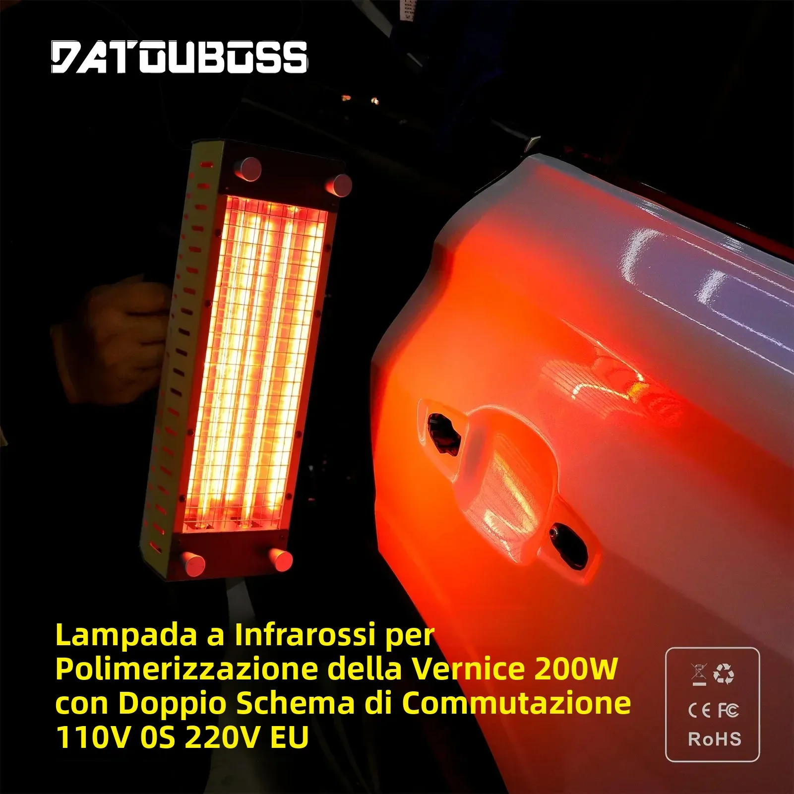 DATOUBOSS 2000W Shortwave Infrared Paint Baking Lamp 110V/220V Handheld Shortwave Heating Light Use for Car Body Repair Tool - immagine 3