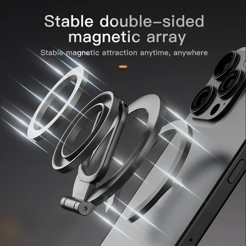 MagSafe Finger Ring Holder Double-Sided Magnetic Foldable 360° Rotating Phone Stand Strong Magnet Grip Support for IPhone 14 15