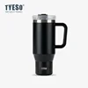 Tyeso 900/1200ML Tumbler Bottle Stainless Steel Car Mug With Handle Straw Thermal Iced Travel Vacuum Insulated Coffee Hot Cup 2