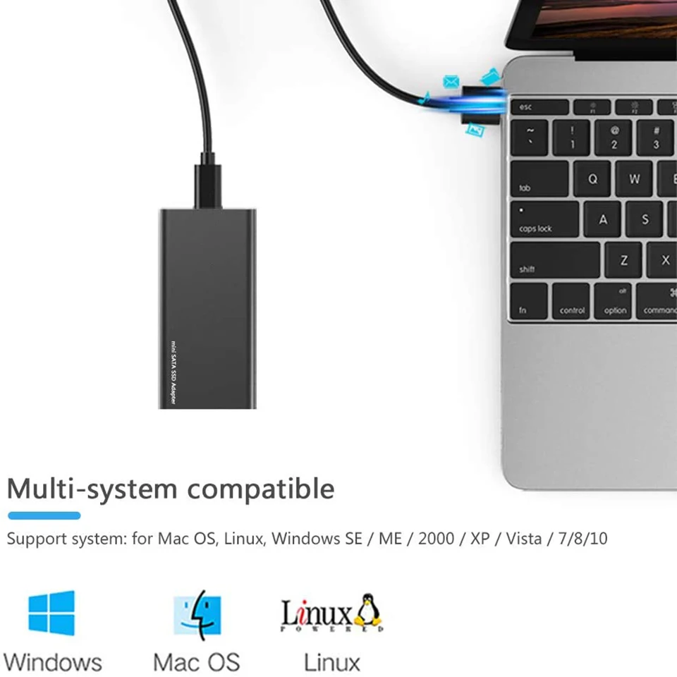 GINTOOYUN MSATA naar USB 3.0 Mobiele Harde Schijf Behuizing 50x30mm MSATA SSD naar USB3.0 Interface Conversie Adapter voor laptops, Desktop Computers, MSATA Solid State Drives, enz GINTOOYUN MSATA naar USB 3.0 Mobiele Harde Schijf Behuizing 50x30mm MSATA SSD naar USB3.0 Interface Conversie Adapter voor laptops, Desktop Computers, MSATA Solid State Drives, enz