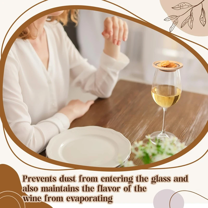 8 Pcs Wine Glass Charcuterie Topper Covers Bamboo Topper Coasters Plate