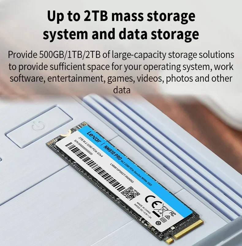 Lexar- NM610 Pro SSD M2 2280 NVME 1 ׶Ʈ 500GB 2 ׶Ʈ M.2 PCIe3.0x4, Ʈ ũž  ָ Ʈ ̺ ϵ ũ