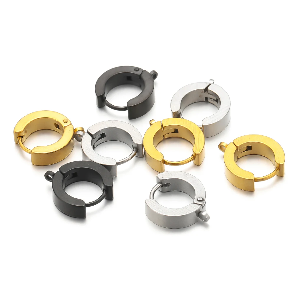10pcs Stainless Steel Huggie Hoop Earring Hooks Clips Ear Post for - Main Image