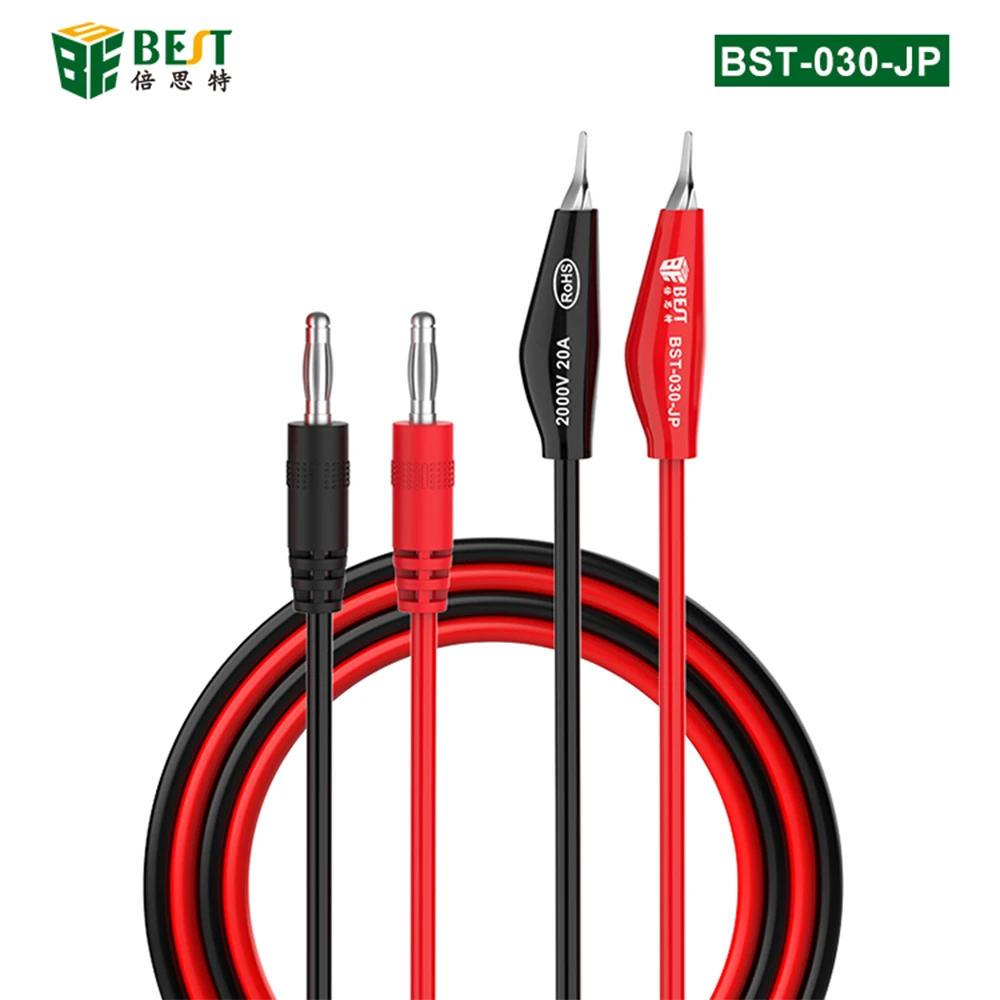 BST-050-JP 2000V 20A Superconducting Alligator Clip Test Lead Crocodile Clip Lab Test Cable With Soft Silicone For Multimeter