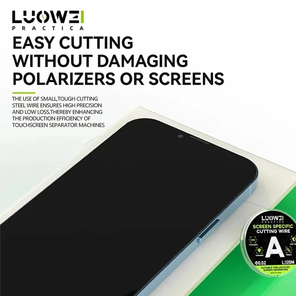 루웨이 슈퍼 120M 스크린 분리 나노 다이아몬드 와이어 0.02/0.028/0.03/0.035mm 모바일 수리 스크린 분리 절단 도구