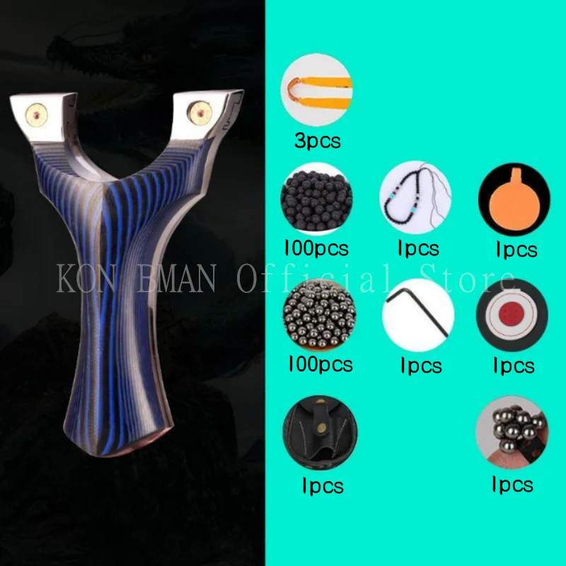 

Titanium Steel Slingshot Shooting Hunting Slingshot with Flat Rubber Strap Outdoor Hunting Slingshot Set Outdoor Game