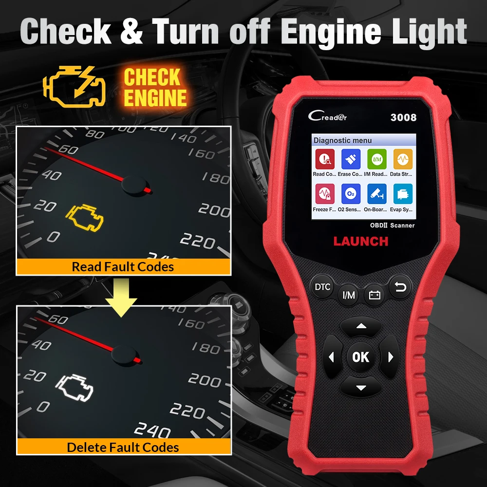 LAUNCHX431FullOBD2ScannerCR3008CarDiagnosticToolCheckEngine