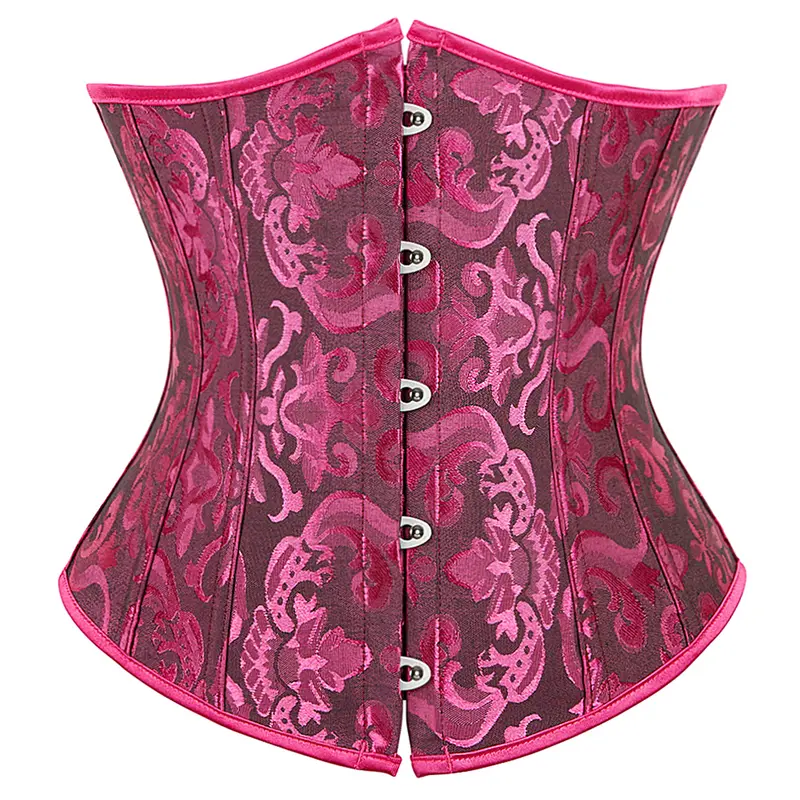 Underbust Corset Plus Size Gothic Corset Cincher Medieval Corsets for Women Jacquard Vintage Waist Corset Top Black White Purple - Image 11
