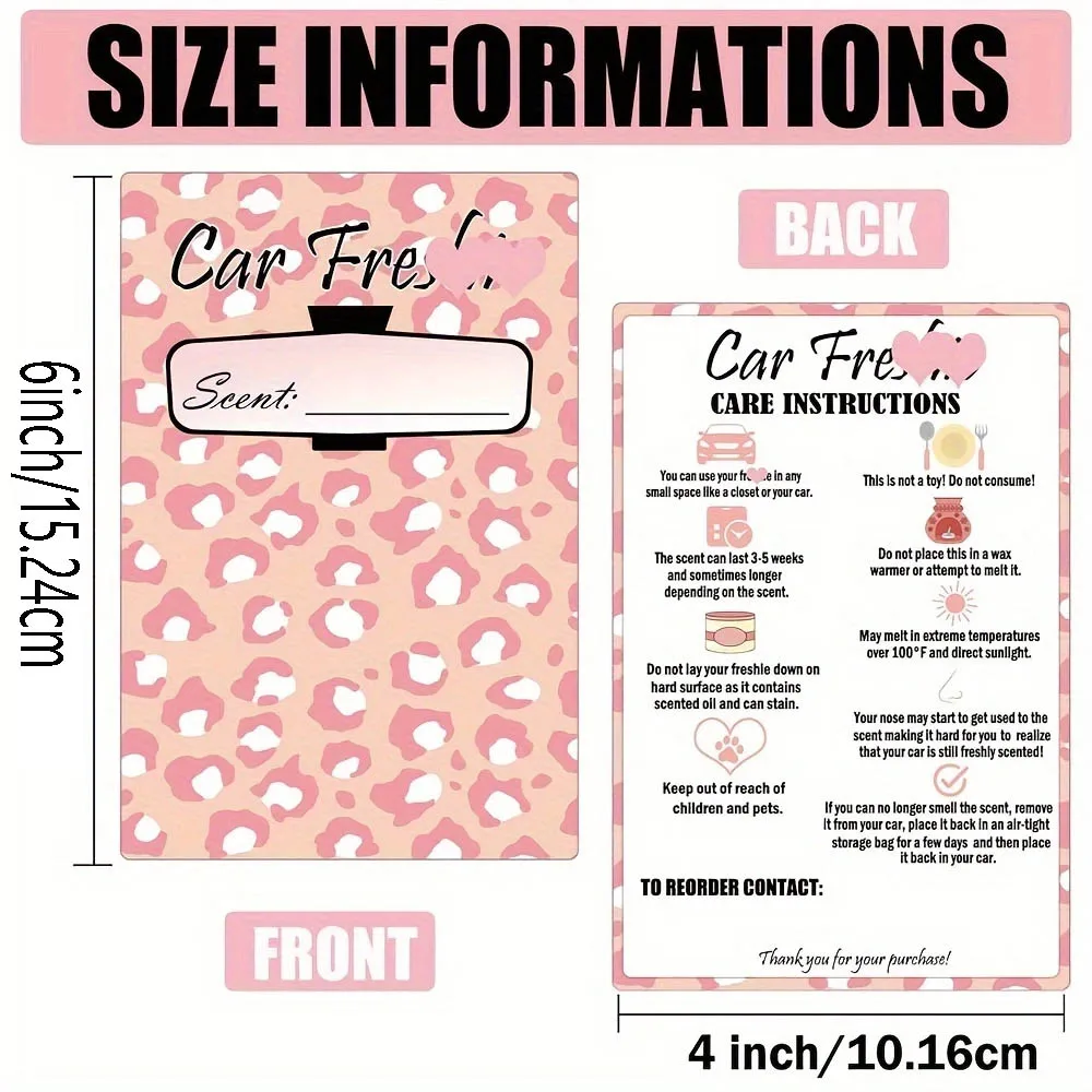Car Freshiess Insert Cards Freshie Scent Label 4x6inch Care Instruction Cardstock DIY Crafts Cards Silicone Molds Supplies 25Pcs