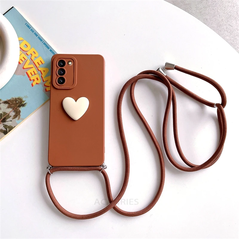Crossbody Love Heart Silicone Lanyard Case with Cord Attachment