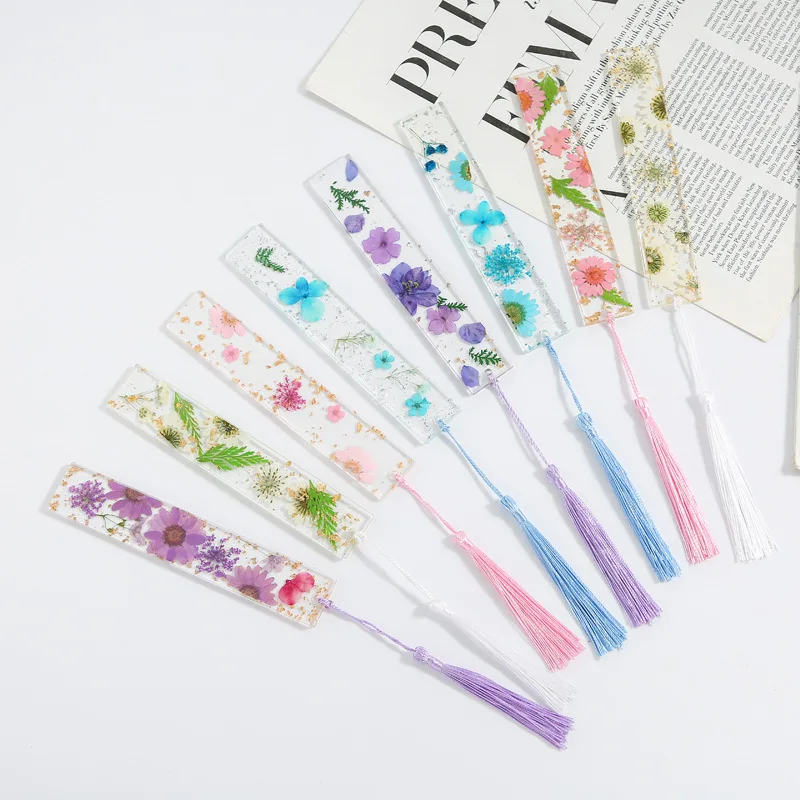 Creative Floral Painting Bookmark Epoxy Dried Flower Tassel for Mother's Day Teachers Day Gift