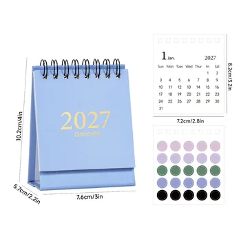 Calendario mensile da gennaio 2027 a giugno 2028 Calendario inglese con adesivo Calendario da tavolo pieghevole in acciaio per la casa