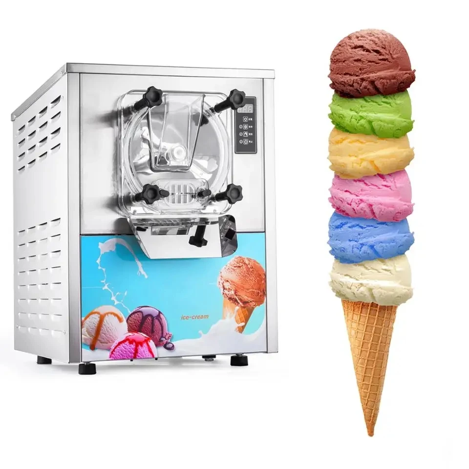 16-20L/H Hard Ice Cream Making Machine Commercial Key Press Single Flavor Table Top Style Stainless Steel  Fruit Gelato Maker