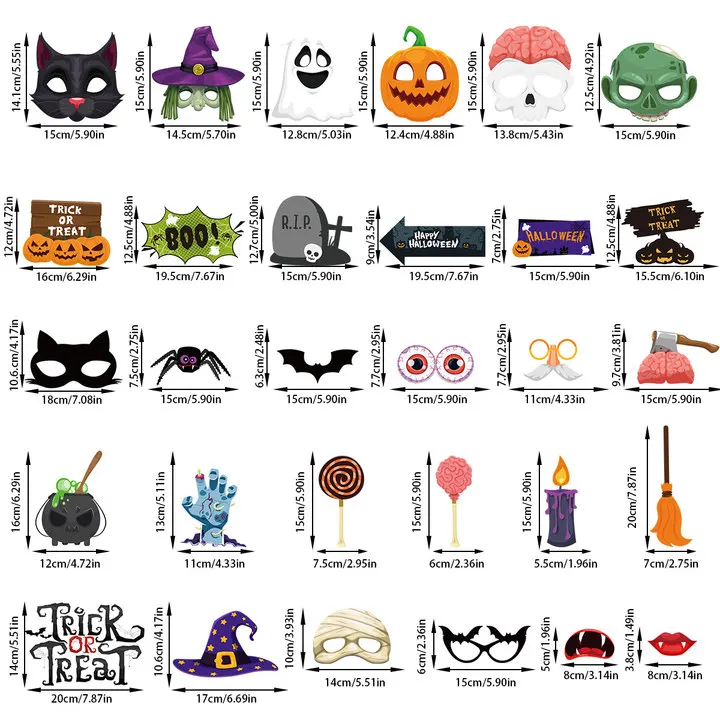 Puntelli per cabina fotografica di Halloween con bastoncini Accessori