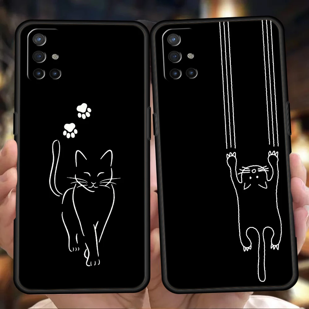 Black Cat Line Design Phone Case - Sleek and Stylish Cover