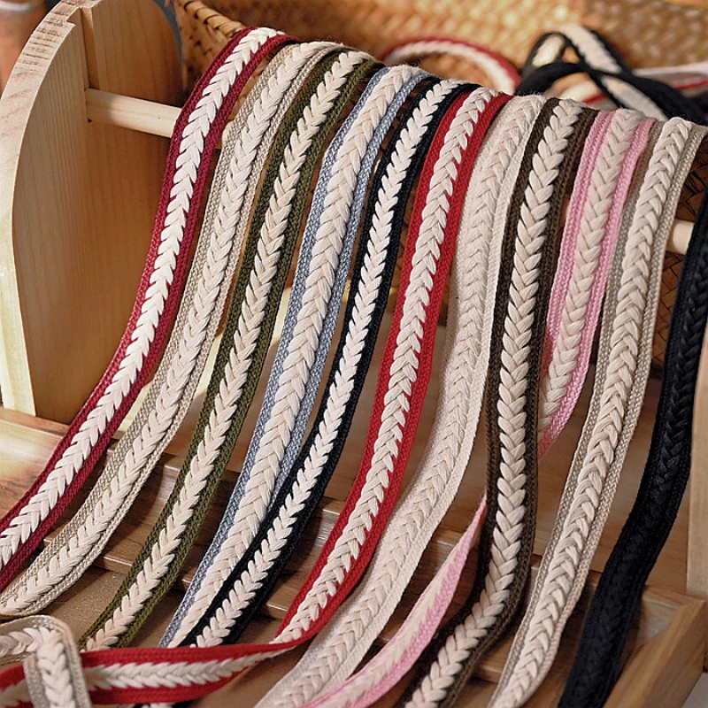 1.5CM Wide Color Cotton Braid Weaved Ribbon Frills Lace Collar Trim Fringe For Curtains Apparel Fabric Headwear Sewing DIY Craft
