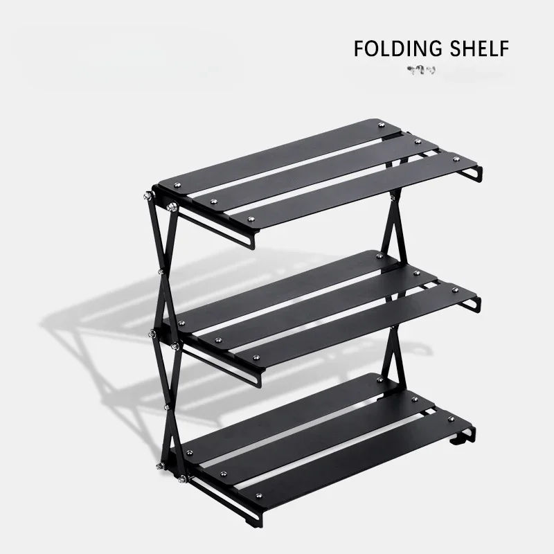 

Camping Outdoor Rack Portable Three-tier Rack Easy To Carry Foldable Picnic Camping Barbecue Folding Table