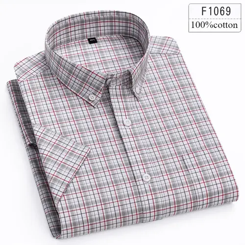 New in Shirt High Quality 100% Cotton Summer Short Sleeve Shirts for Men Slim Fit Casual Shirt Thin Plaid Tops Soft Office Cloth - Image 14