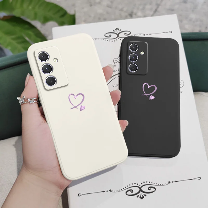 Purple Heart Case For Samsung A54 A34 A24 A14 A15 A25 A35 A55 A04 A04S A04E A73 A53 A33 A23 A13 A03 A72 A52 A52S A32 A22 4G 5G 4