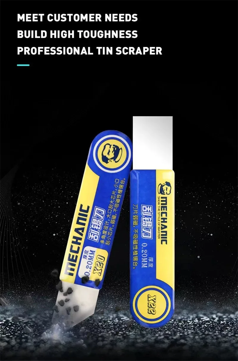 MECHANIC Ultra Thin 0.2mm Tin Spatula Solder Paste BGA Repair Scraper Wear-Resistant Glue Tin Remover Flat Oblique Mouth Blade