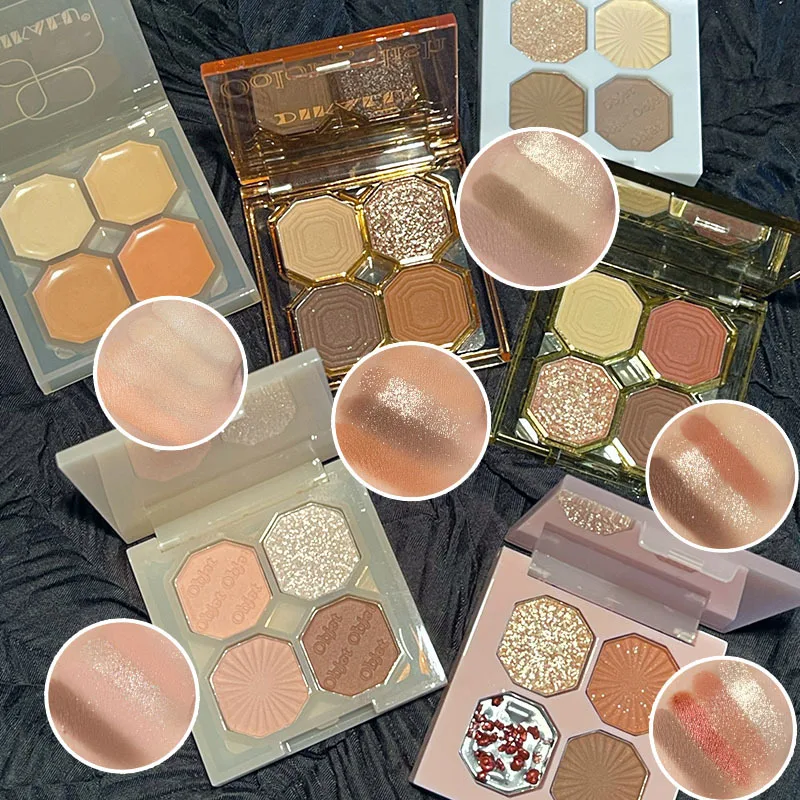 Eye Shadow Eye Shadow Plate Glitter Makeup Accessories 4 colors Pearly Glitter Eyeshadow Palette Bright Matte Shimmer Eye Shadow Waterproof Pigment Makeup Cosmetics