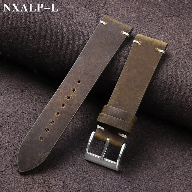 Bracelet de montre en cuir de cire d'huile Vintage 18mm 20mm 21mm 22mm bracelet en peau de vache cousu à la main pour Omega pour bracelet de montre intelligente Seiko 1