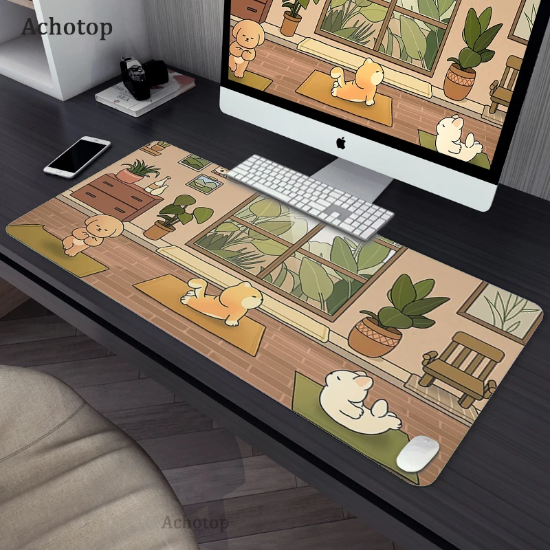 

Cute Kawaii Mouse Pad 80x30cm XL Lock Edge Large Gaming Mouse Pad Gamer Keyboard Mat Grass Plant Mouse Mat Desk Mat Mausepad