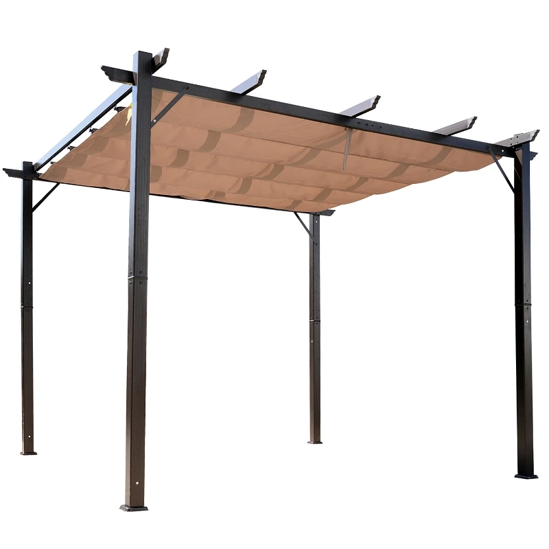Pérgola de aluminio retráctil para exteriores de 10 x 10 pies, refugio de  metal resistente para patio con toldo retráctil, pérgolas de poliéster para