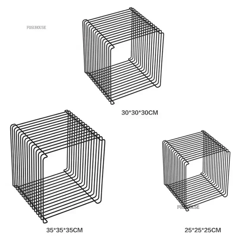Description Picture 2 of itemLuxury Simple Metal Magazine Rack Mini Coffee Table Nordic Designer Bedroom Bedside Table Art Ins Living Room Furniture d