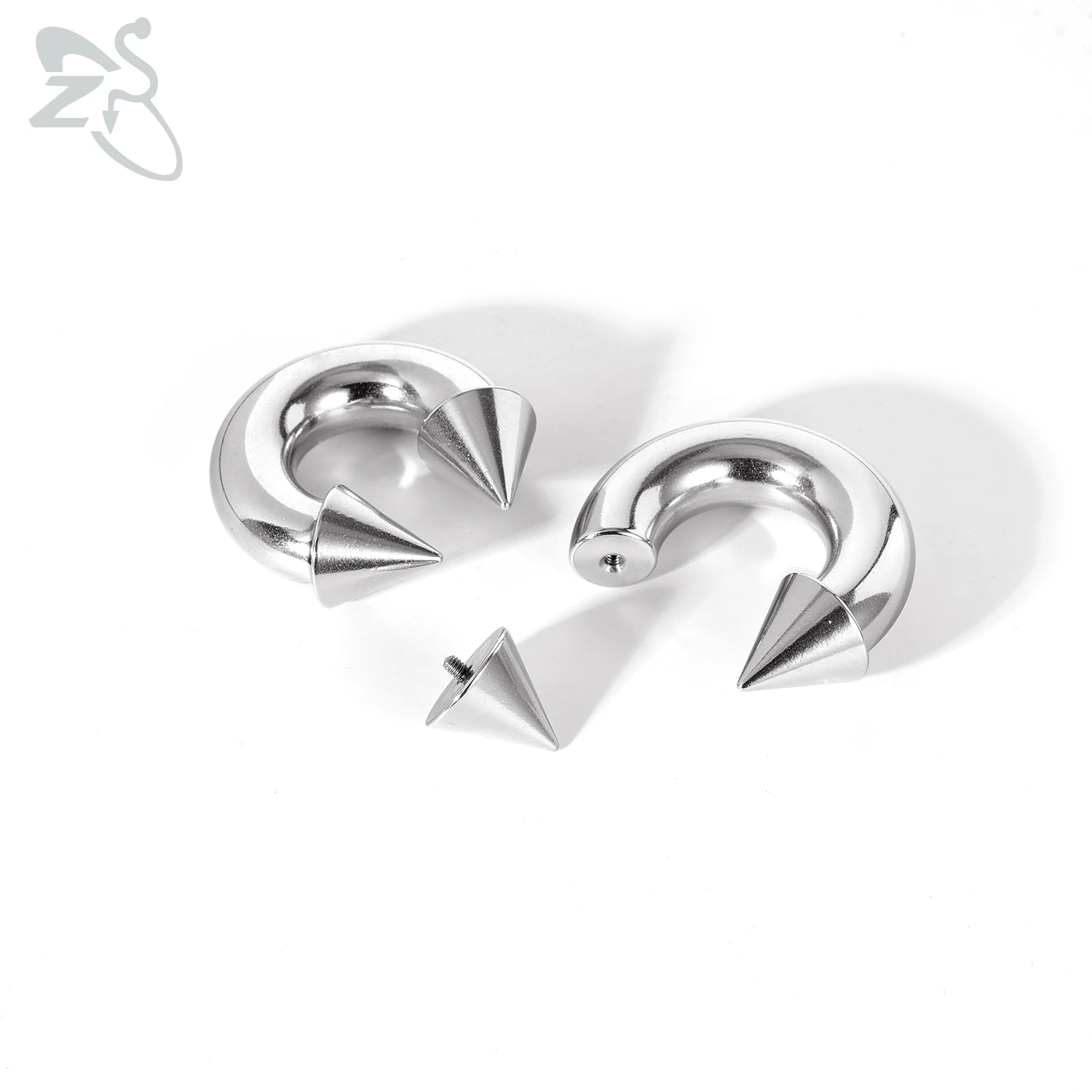 Nose Rings ZS 1 PC 00/0/2/4/6/8G Spike Stainelss Steel Nose Ring For Men Women Punk Large Gauge Septum Piercings Spike Ear Flesh Expander