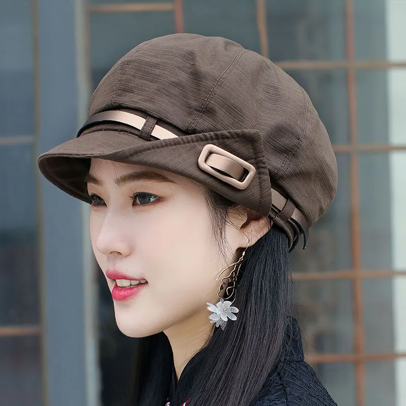 

New Loose Head Girth Beret Women's Spring Fall Cloth Hat Short Brim Newsboy Hat Fashion Painter Hat Simple Octagon Hat