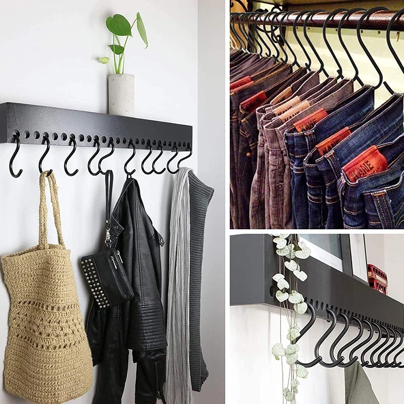 S Hook 10PCS S-Shape Hooks Kitchen Bathroom Stainless Steel Multifunctional Hanging Rack Clothes Bag Towels Plants Hanger Storage