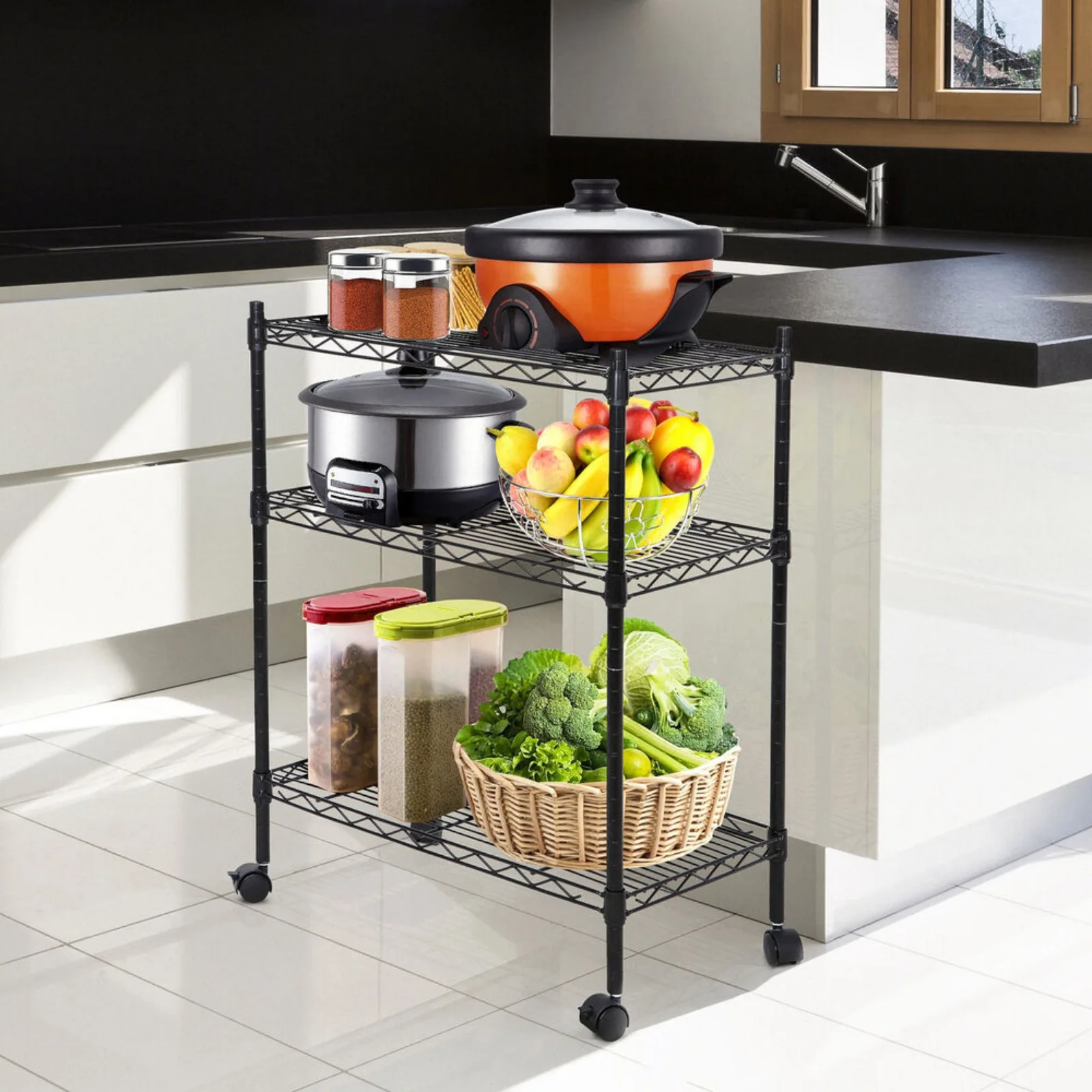 US 3/4/5-Tiers Metal Storage Rack Wire Shelving Unit Heavy Duty Storage Shelves