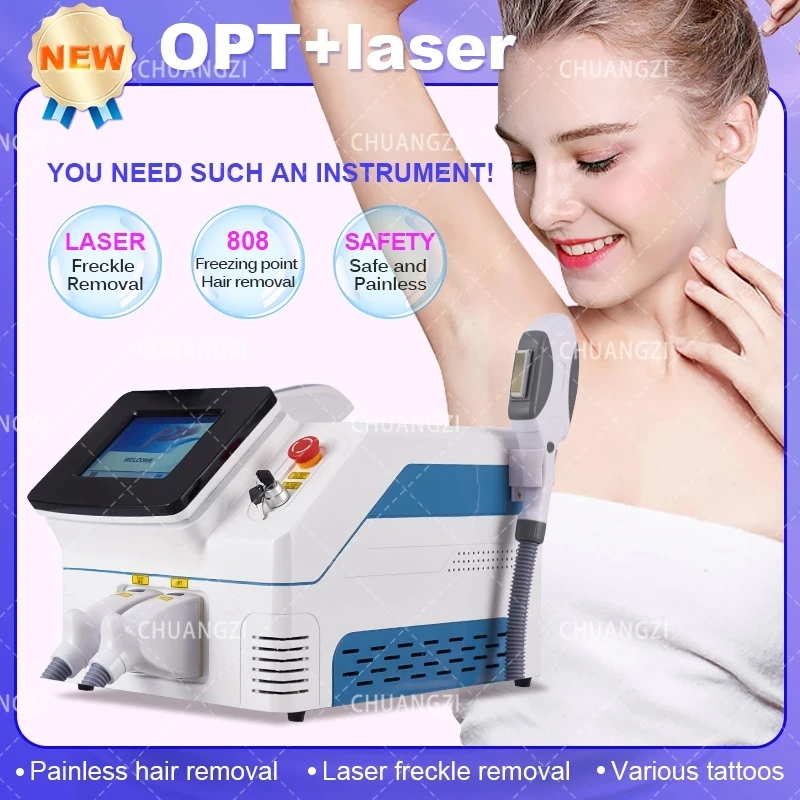 

2024 Latest 2 in 1 IPL OPT Elight ND-YAG Hair Removal Machine Tattoo Removal Painless Permanent Hair Removal Beauty Machine