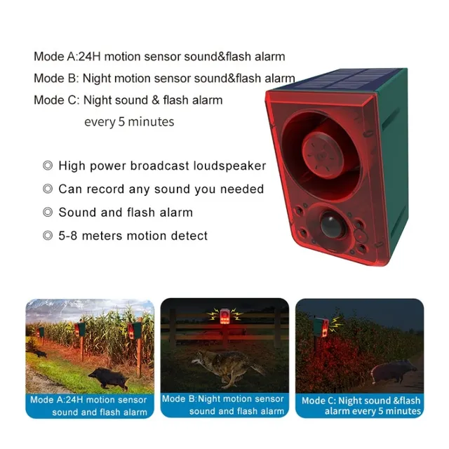 Outdoor Solar Motion Sensor Alarm with Remote Control 129DB with Motion Detector for Farm Yard Garden Garage Shed 5