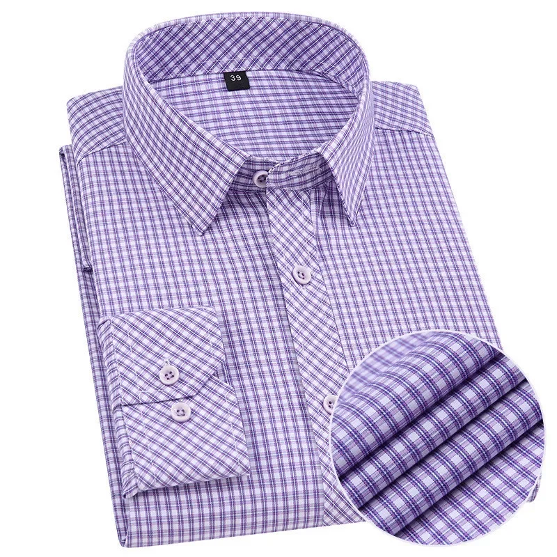 Men's Leisure Stripes Plaid Shirts Comfortable Skin-friendly Fabric Long Sleeve Square Collar Casual Tops Daily Business Wear