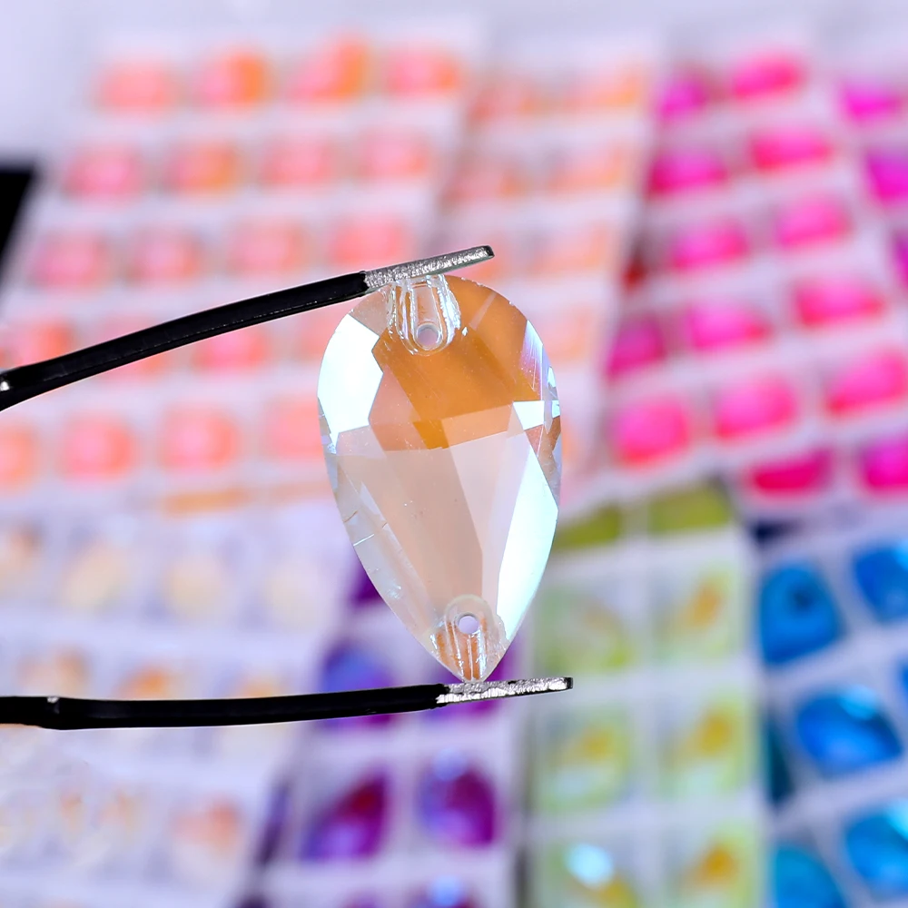 Vc neon fluor zieren den Wasser tropfen auf Strass Wasser tropfen nähen ab Nähen Diamant Glas Diamant Flatback DIY Zubehör Hochzeit – Detail 4