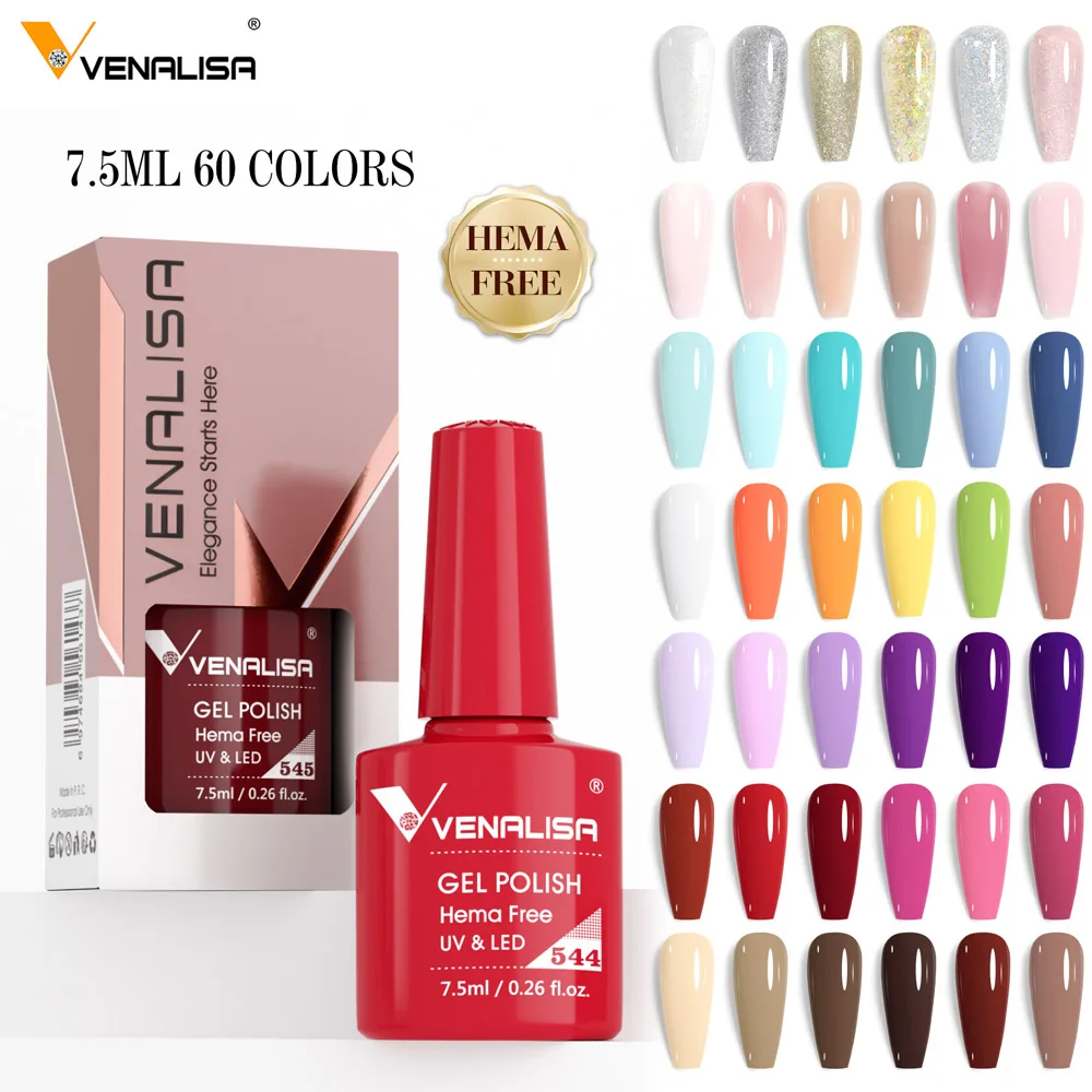 VENALISA 7.5ml Nail Gel Polish VIP5 HEMA Free Semi Permanent Soak off UV LED Nail Gel Varnish Full Coverage Nail Gel Lacquer