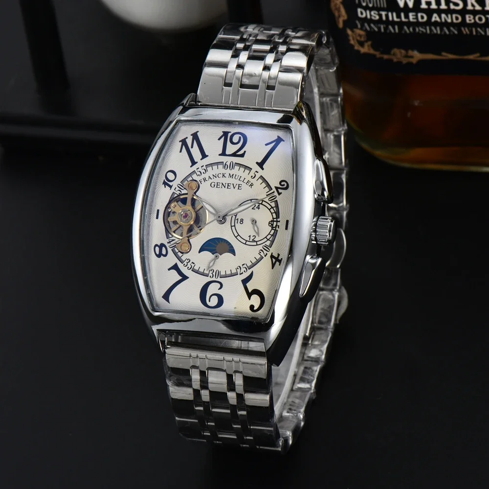 

Luxury Automatic Mechanical Watches for Men WristWatch Tourbillon Skeleton Wrist Clock Male Tonneau Man Wristwatch