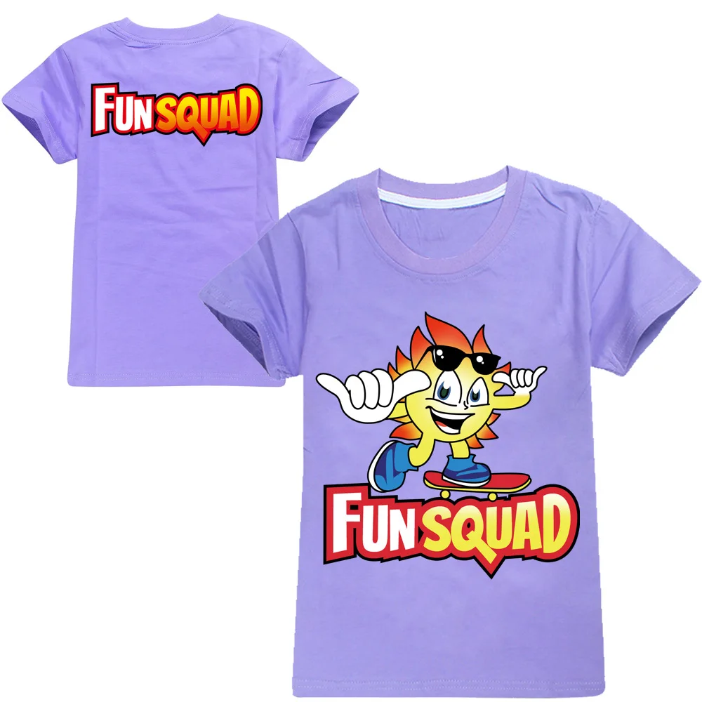 New Boys Kawaii Fun Squad Gaming Cotton Printing T-shirts Cartoon Short-sleeved Girls T-shirt Summer Casual All-match Tops