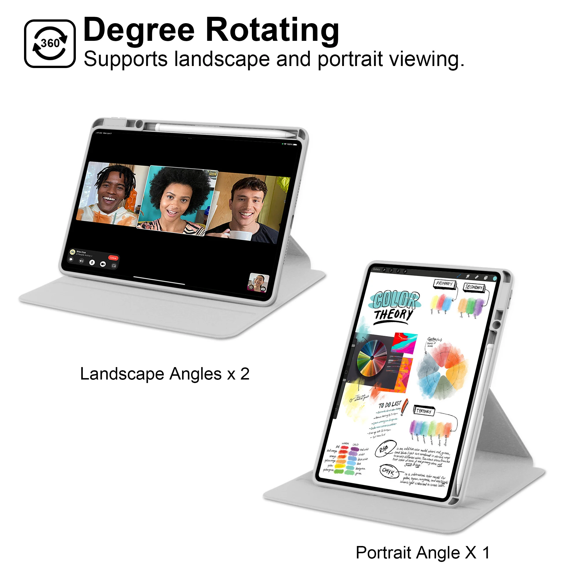 Enhanced Acrylic Rotating Tablet Case with Stand and Auto Sleep/Wake Function