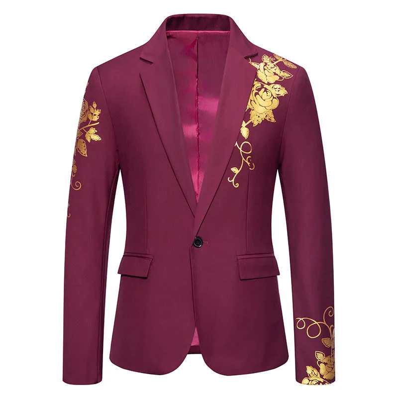 Z391Men's suits foreign trade spring and summer new fashion hot stamping printing