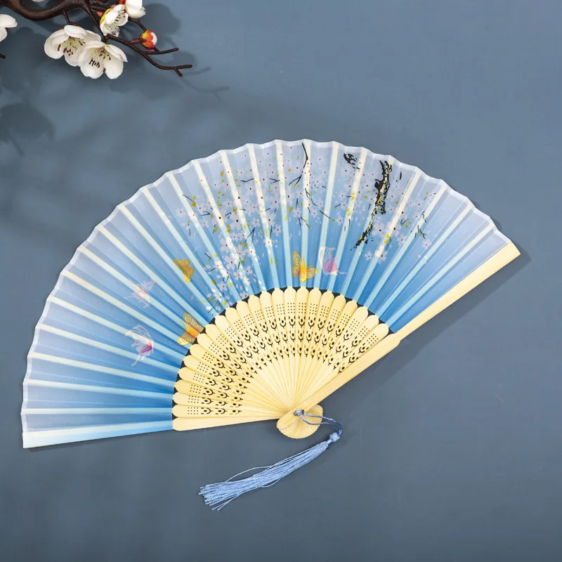 Foldable Silk Hand Fan - Bamboo Halloween Cosplay Prop  Party Decoration