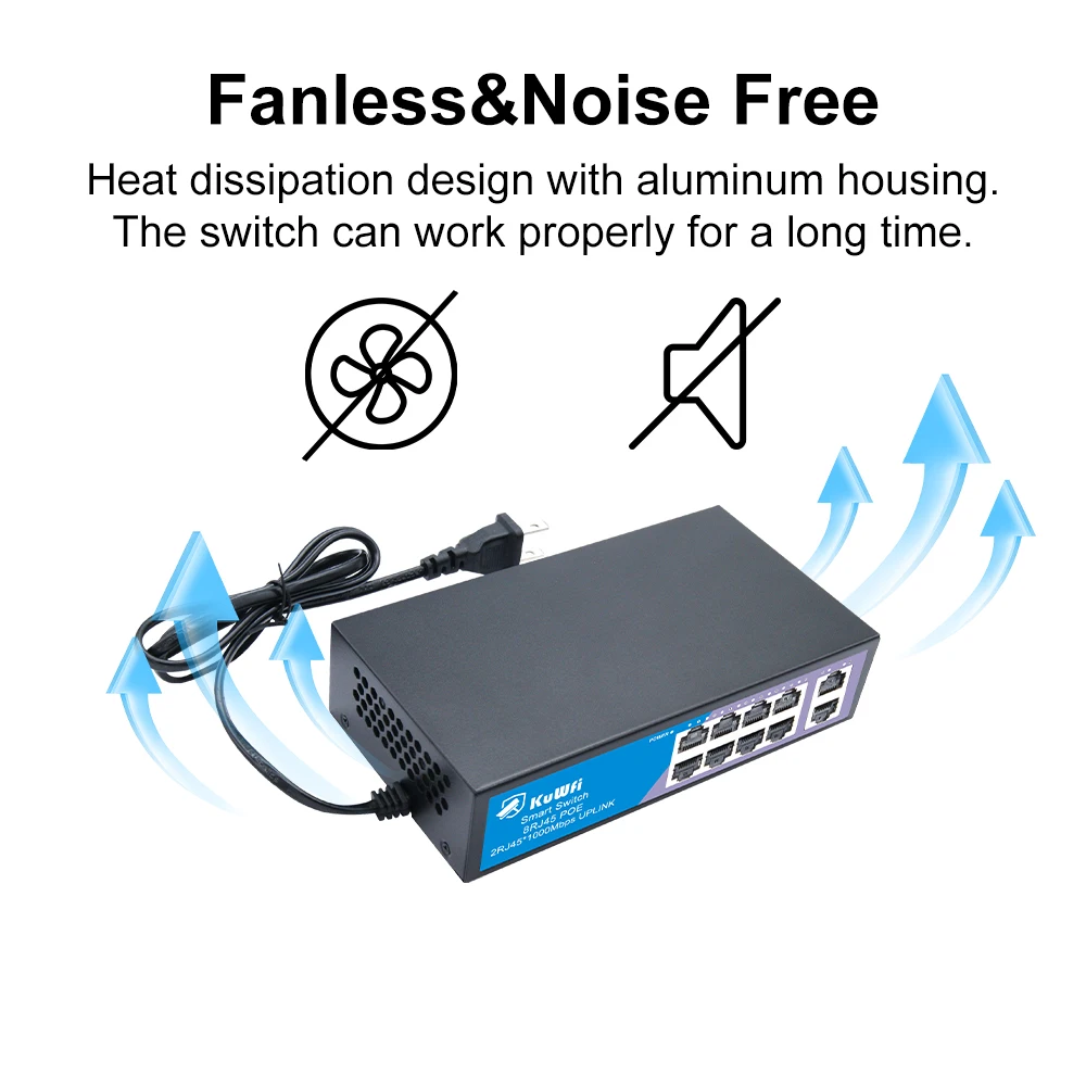 Vista lateral da ventilação do comutador PoE