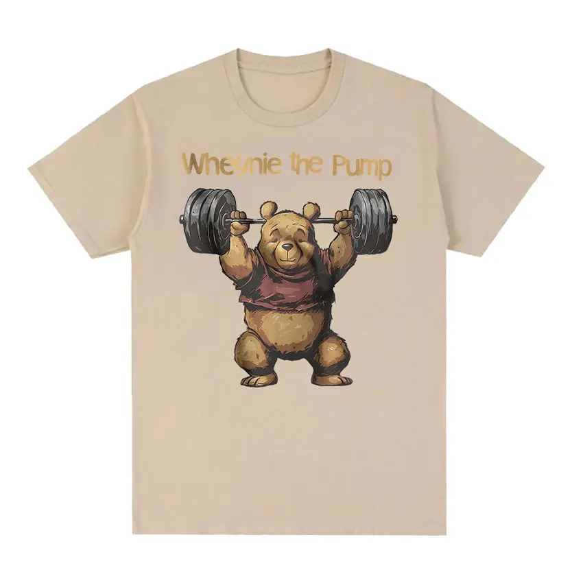 Whenye The Pump Panda Gym Funny Graphic Tee Shirt Men's Vintage Fashion Short Sleeve T-Shirt Tops 100% Cotton Oversized T Shirts 3