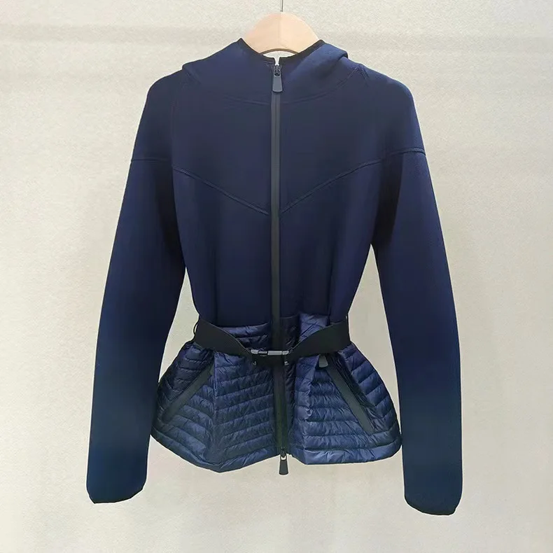 

2023 New Splice Hooded Short Fit Slim Fit Lightweight Down Coat European Coat Women's Fashion Trend