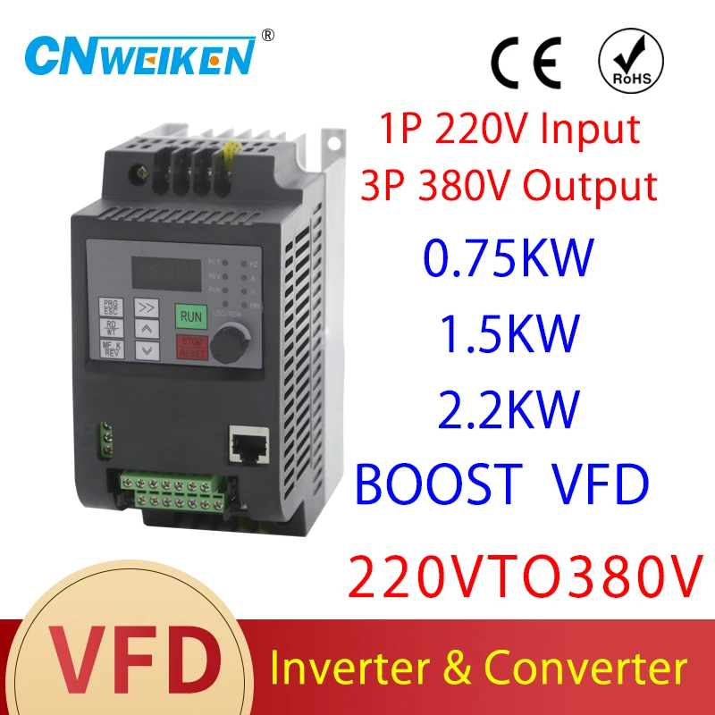 단상 입력 3 상 출력 드라이브 주파수 변환기, VFD AC 주파수 인버터, 4.0kw, 5.5kw, 220V-3ph, 220V, 380V